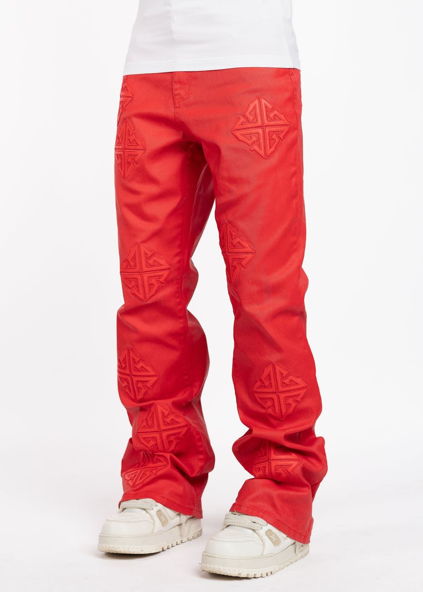 Red Icon Flared Denim